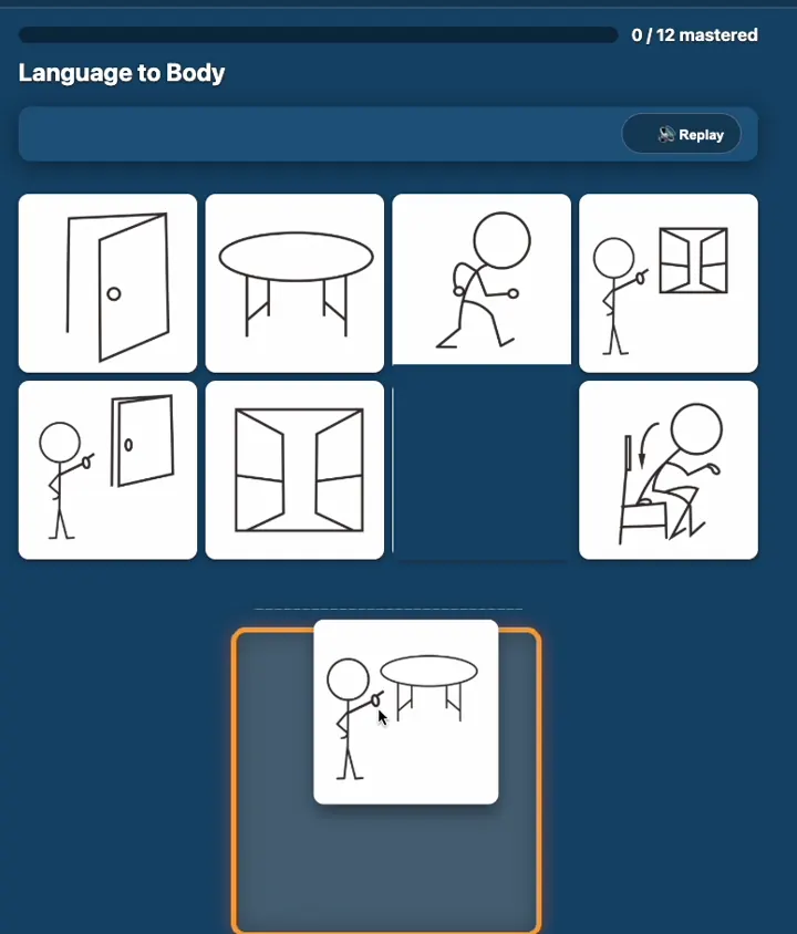 Language to Body lesson grid