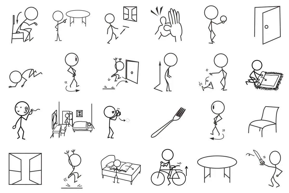 Twenty-four of 3,124 drawings — no text on any of them